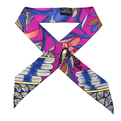 Hermes Silk Tree Of Song Twilly Fuchsia Bleu Rouge 1 of 4