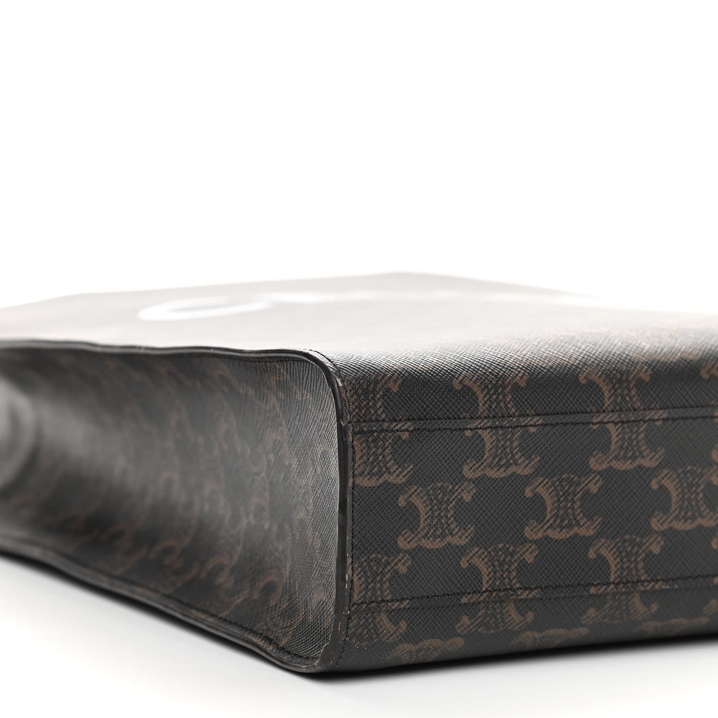Triomphe Canvas Calfskin Small Vertical Cabas Tan