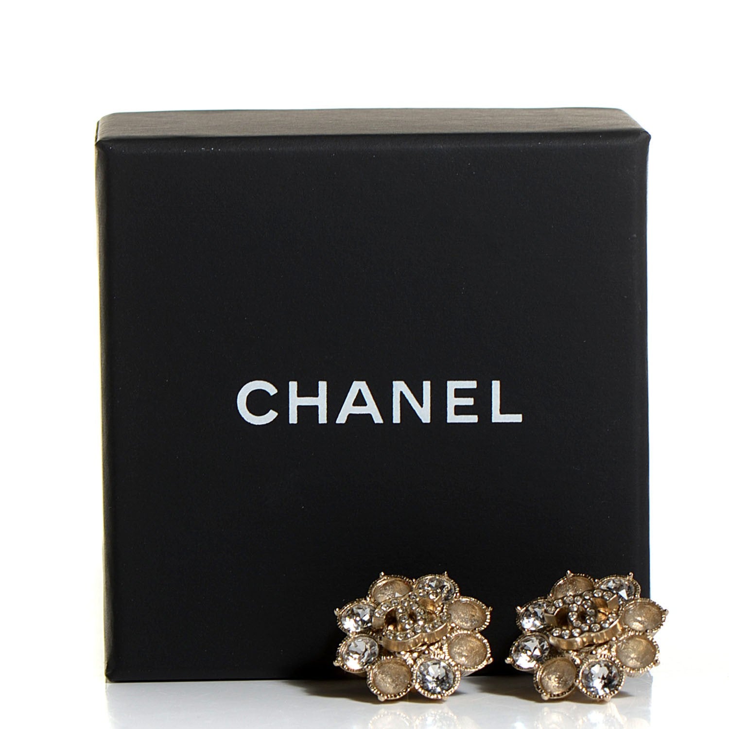 Chanel Crystal CC Earrings Gold 5 of 5