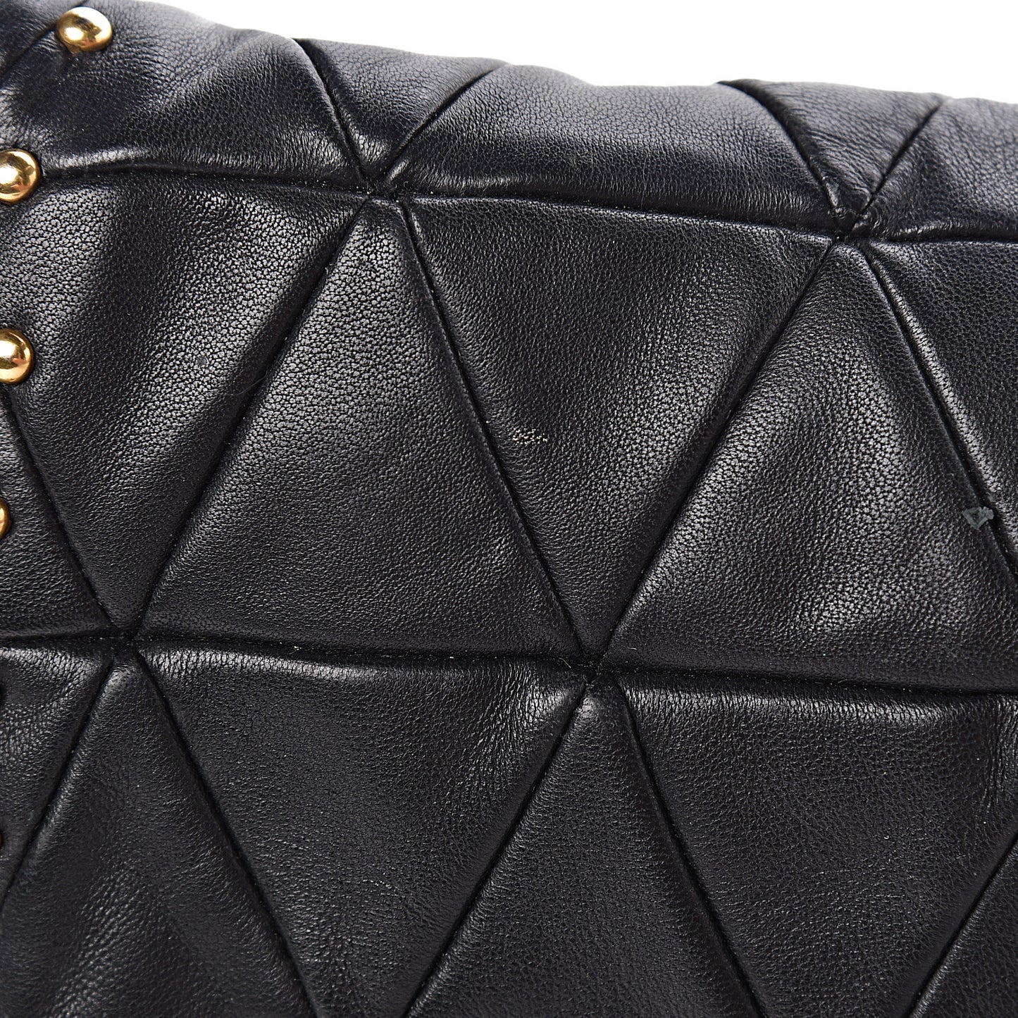 Nappa Quilted Studded Flap Clutch Black