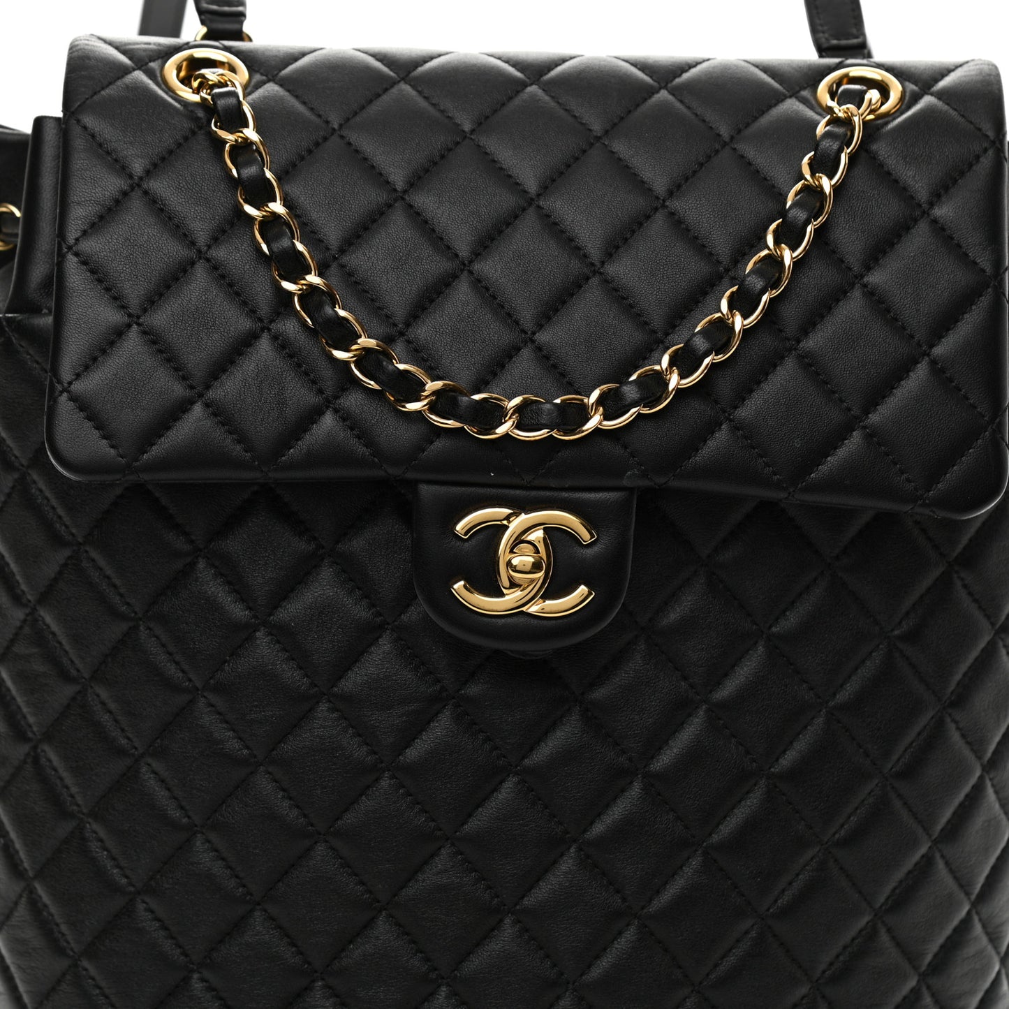 Calfskin Quilted Large Urban Spirit Backpack Black