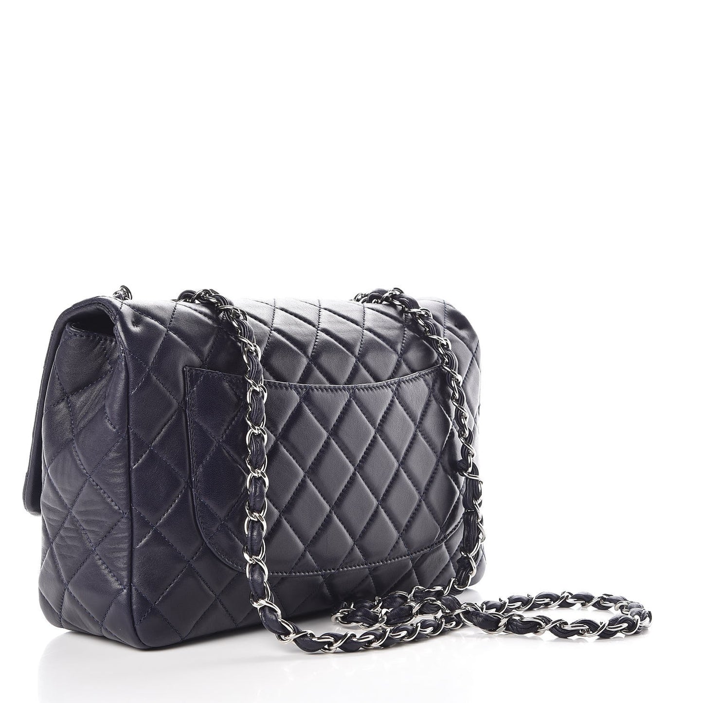 Lambskin Quilted Jumbo Single Flap Blue