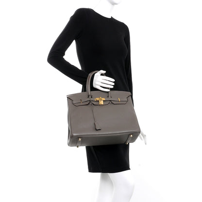 Hermes Taurillon Clemence Birkin 35 Etain 2 of 37