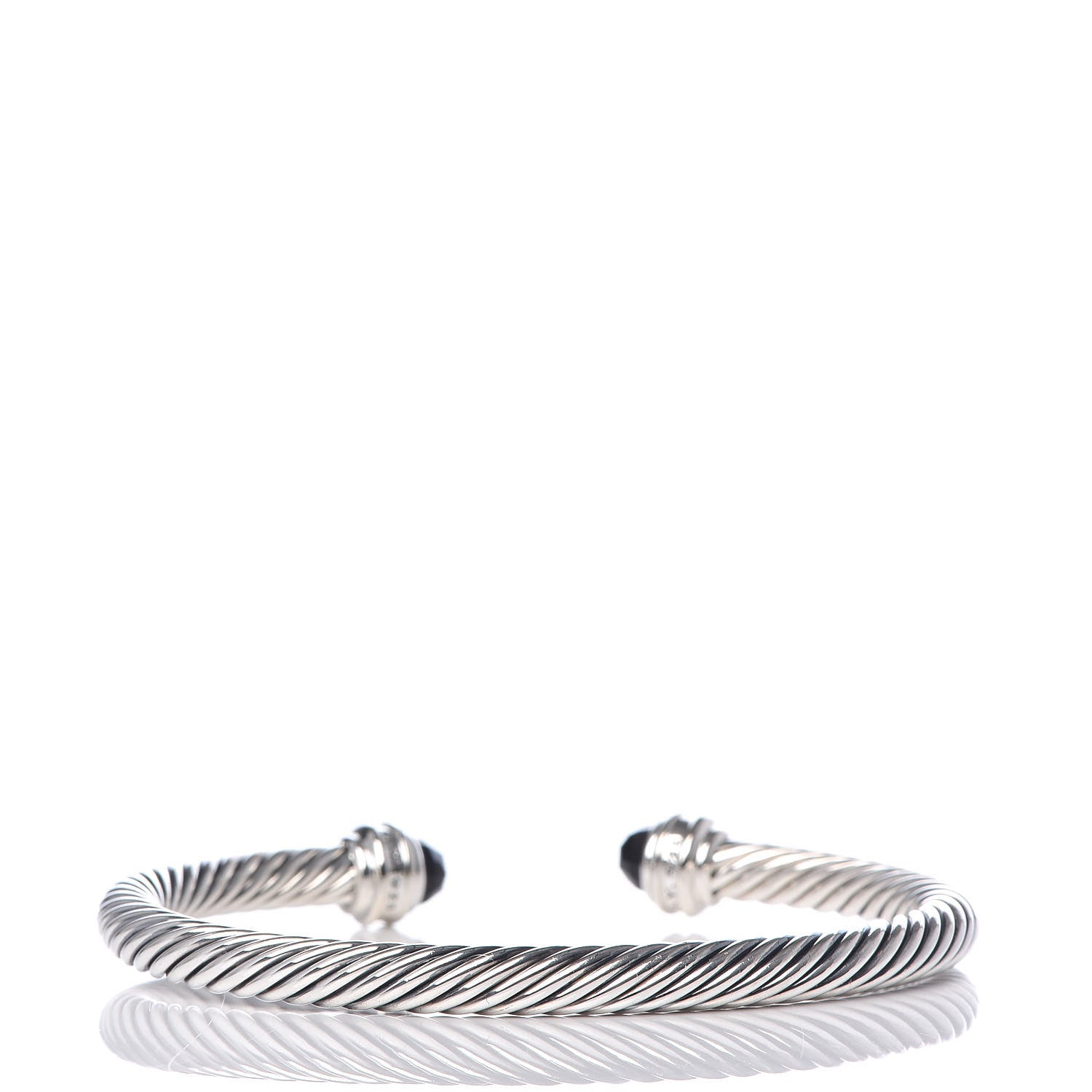 David Yurman Sterling Silver Diamond Black Onyx 5mm Cable Classics Princess Bracelet 3 of 5