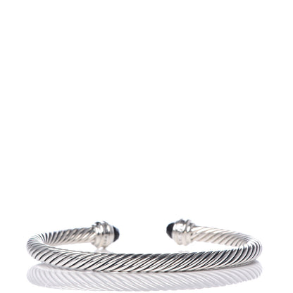 David Yurman Sterling Silver Diamond Black Onyx 5mm Cable Classics Princess Bracelet 3 of 5