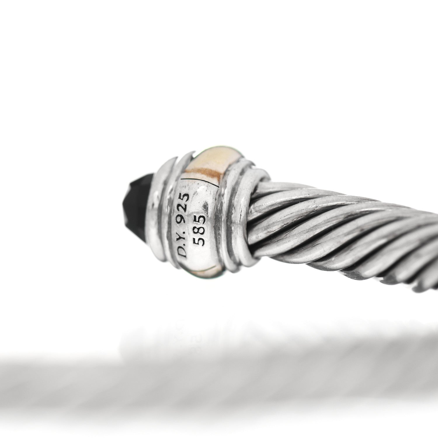 David Yurman Sterling Silver 14K Yellow Gold Black Onyx 5mm Cable Classics Bracelet 4 of 4