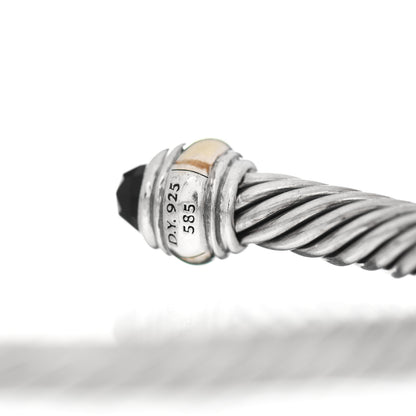 David Yurman Sterling Silver 14K Yellow Gold Black Onyx 5mm Cable Classics Bracelet 4 of 4