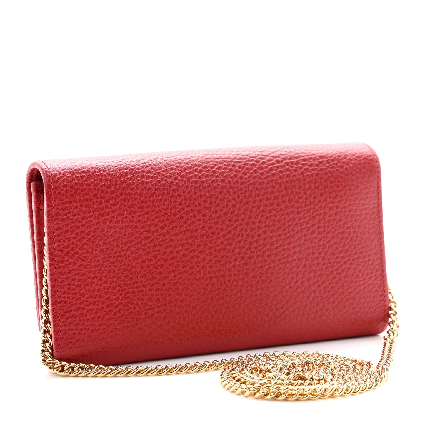 Dollar Calfskin Mini GG Marmont Chain Wallet Hibiscus Red