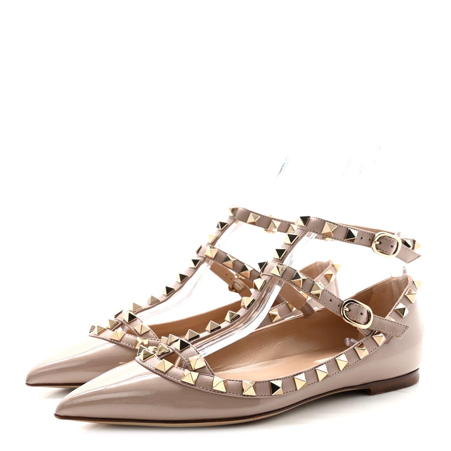 Valentino Garavani Patent Rockstud Cage Ballerina Flats 35 Poudre 4 of 9