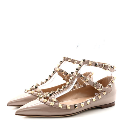 Valentino Garavani Patent Rockstud Cage Ballerina Flats 35 Poudre 4 of 9