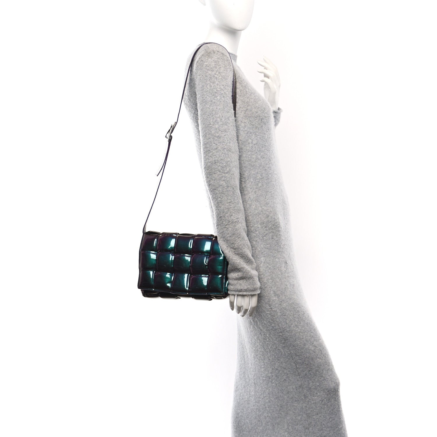 Bottega Veneta Glossy Nail Polish Nappa Maxi Intreccio Padded Cassette Crossbody Bag Holographic 2 of 9