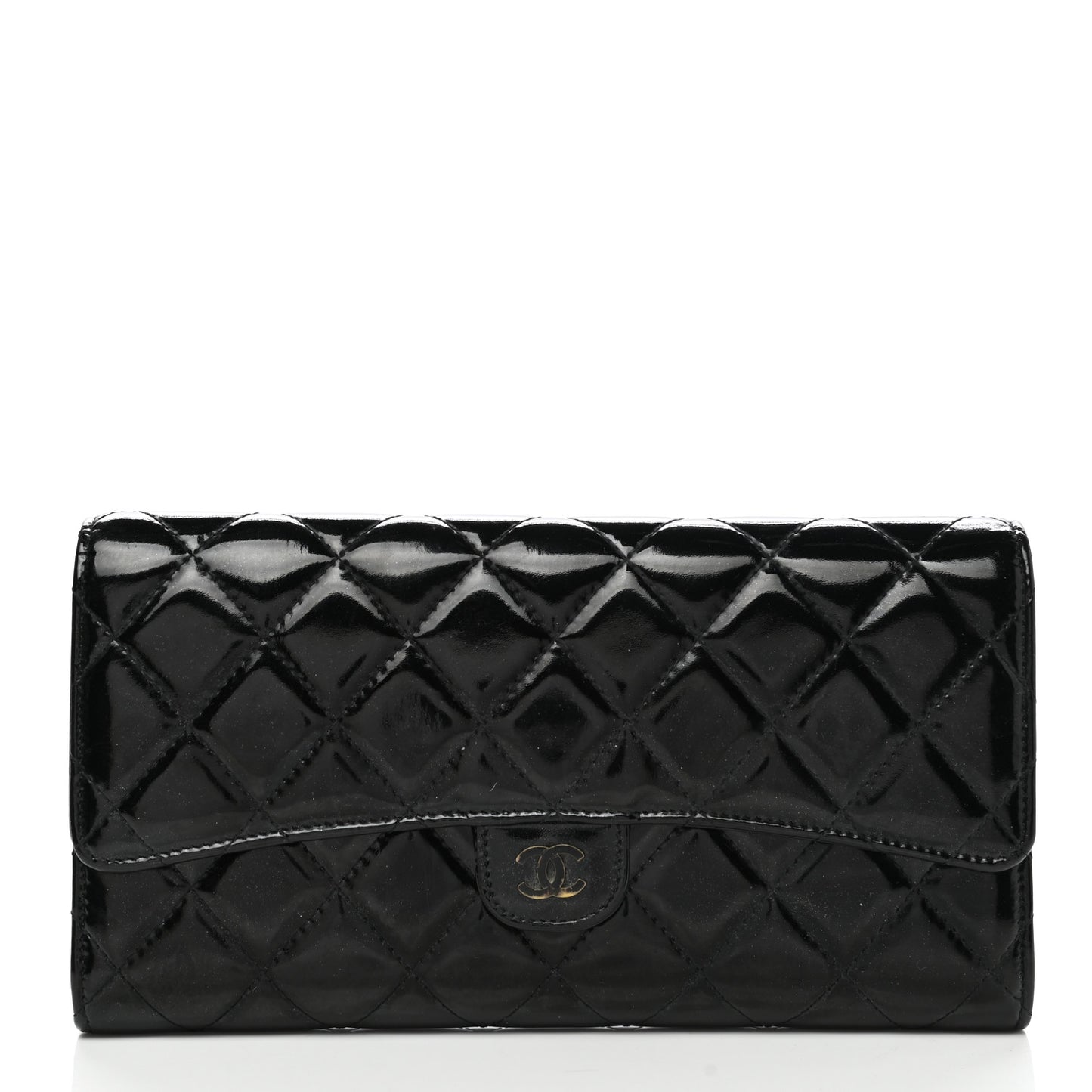 Patent Quilted Travel Wallet Black