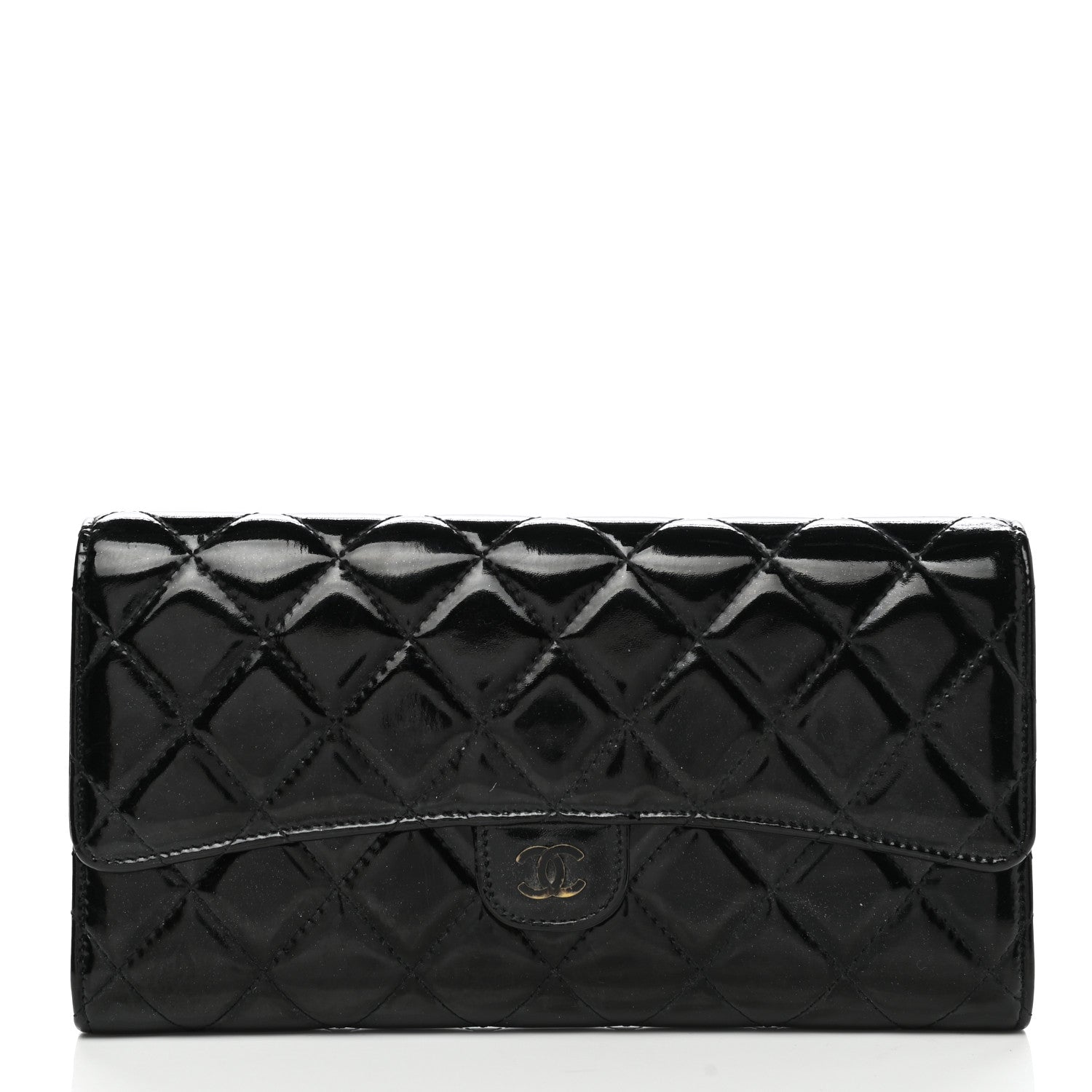 Chanel Patent Quilted Travel Wallet Black 1 of 14