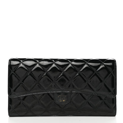 Chanel Patent Quilted Travel Wallet Black 1 of 14