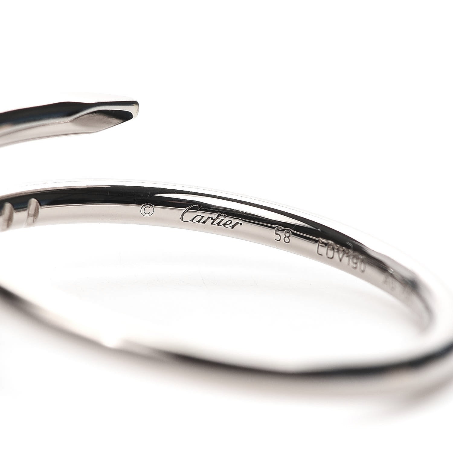 Cartier 18K White Gold Small Juste Un Clou Ring 58 8.25 4 of 5