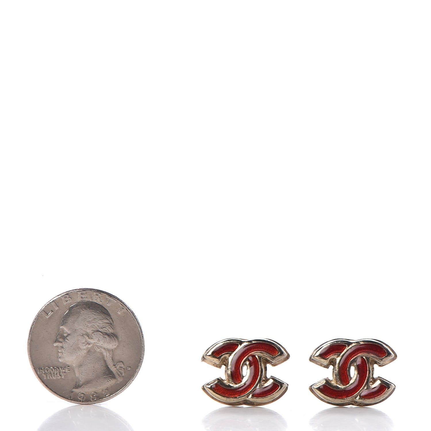 Chanel Enamel CC Earrings Red 2 of 4