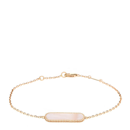 Van Cleef & Arpels 18K Yellow Gold Mother of Pearl Alhambra ID Bracelet 1 of 3