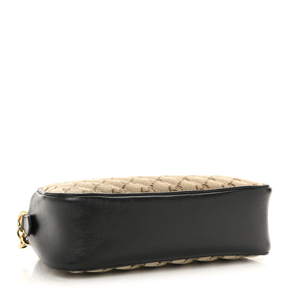 Gucci Monogram Matelasse Diagonal Small GG Marmont Chain Shoulder Bag Beige Black 4 of 11