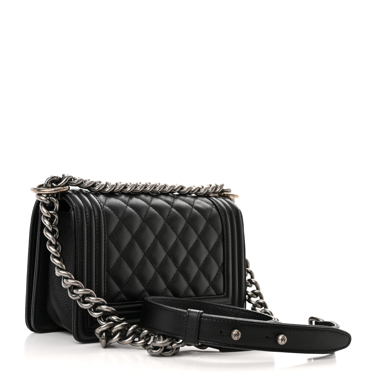 Caviar Quilted Small Boy Flap Black