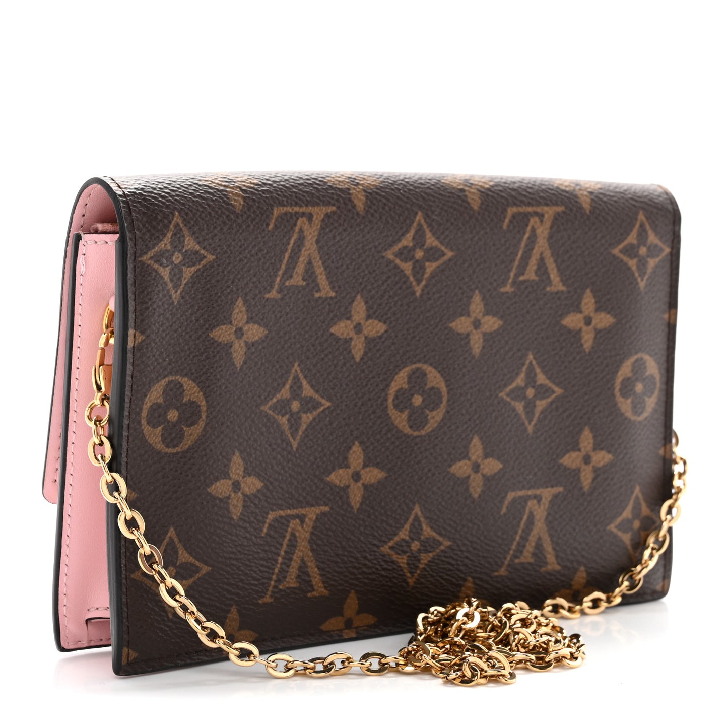 Monogram Flore Chain Wallet Rose Ballerine