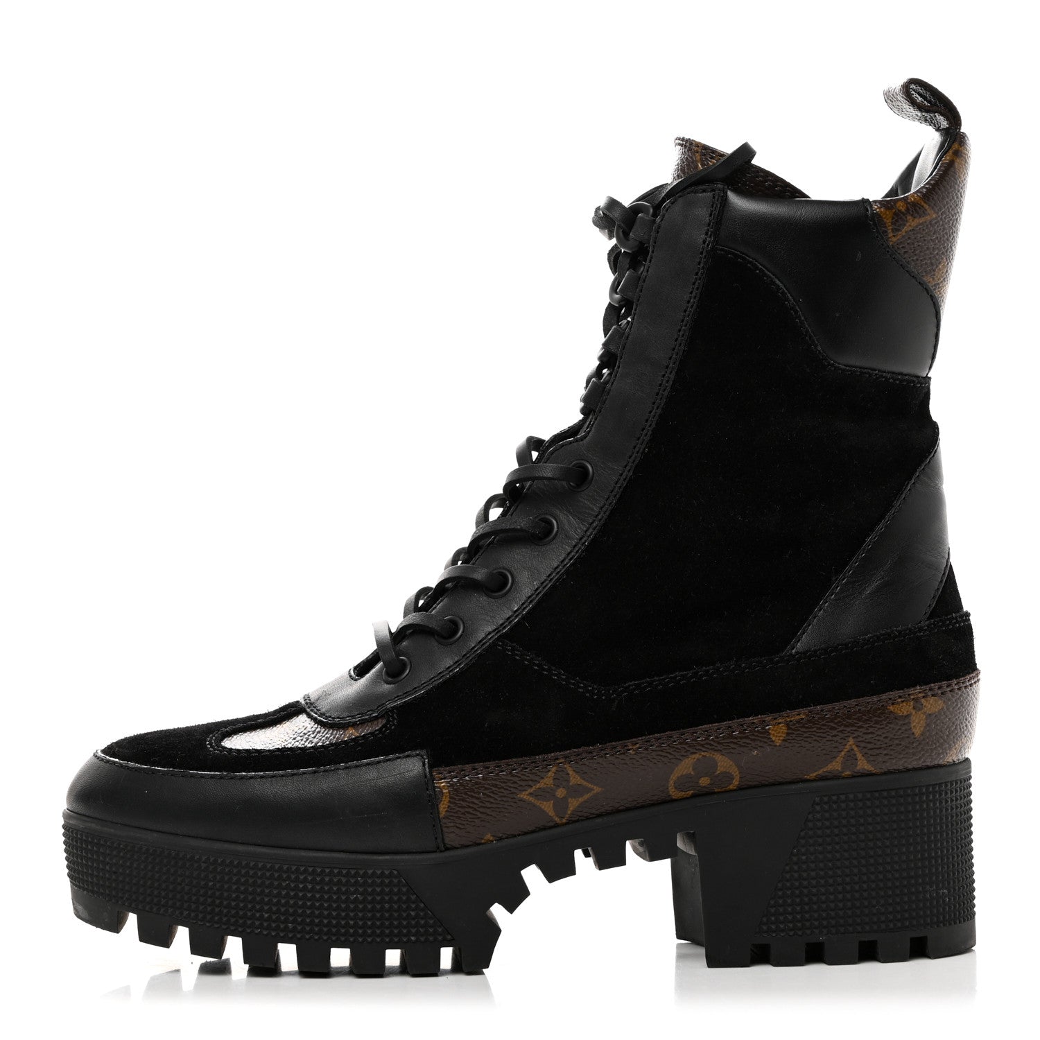 Louis Vuitton Suede Calfskin Monogram Laureate Platform Desert Boots 39.5 Black 1 of 8