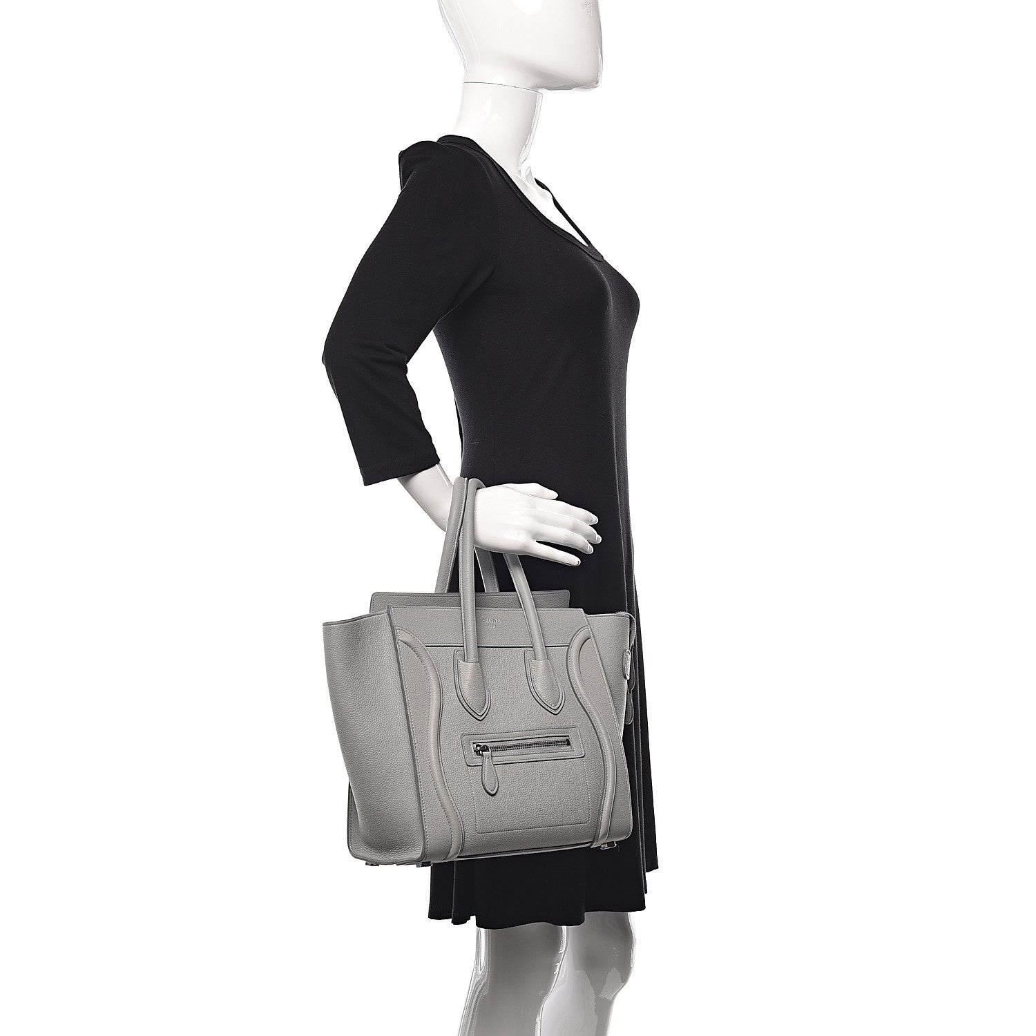 Celine Drummed Calfskin Micro Luggage Pearl Blue 2 of 10