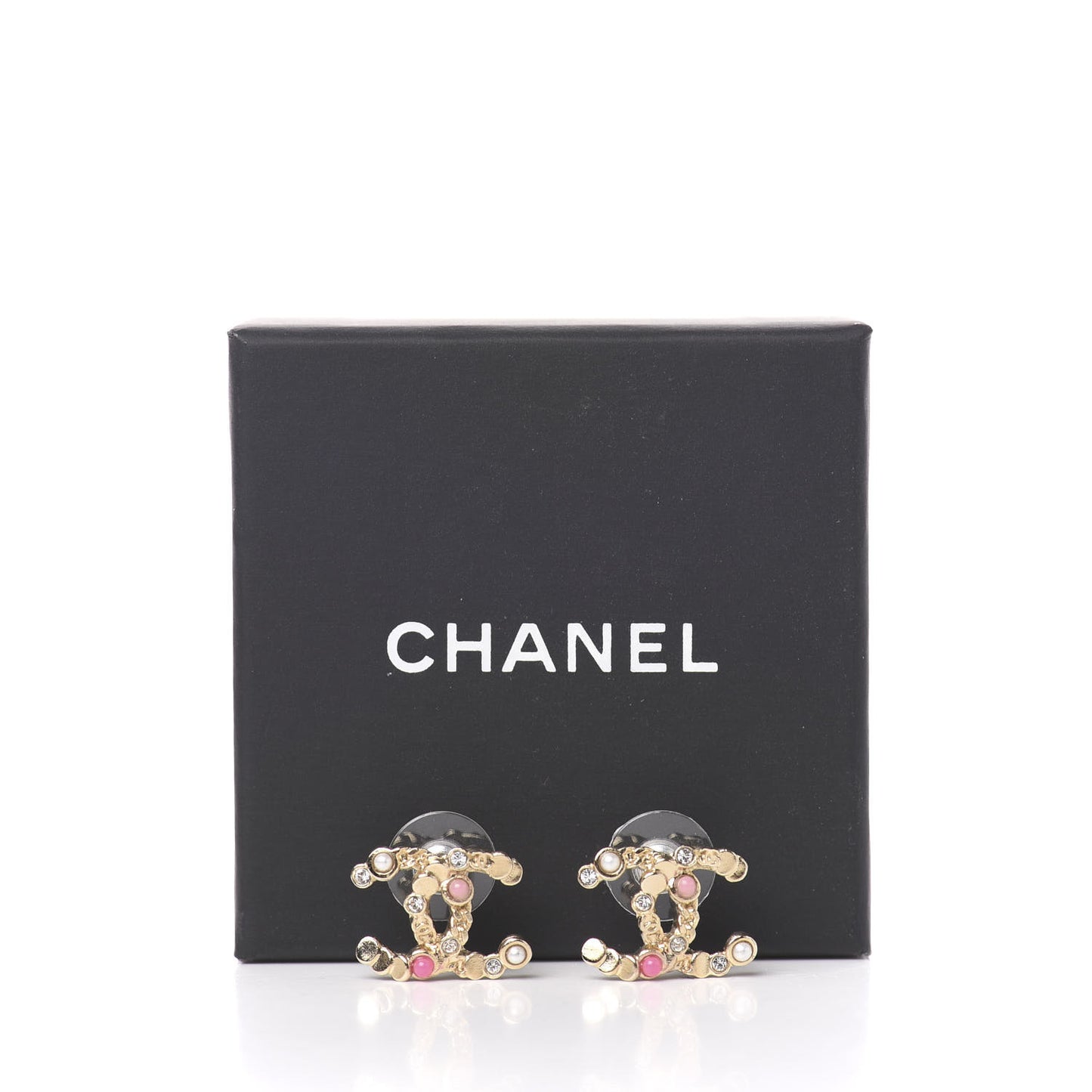 Crystal CC Earrings Gold Pink Multicolor Pearly White