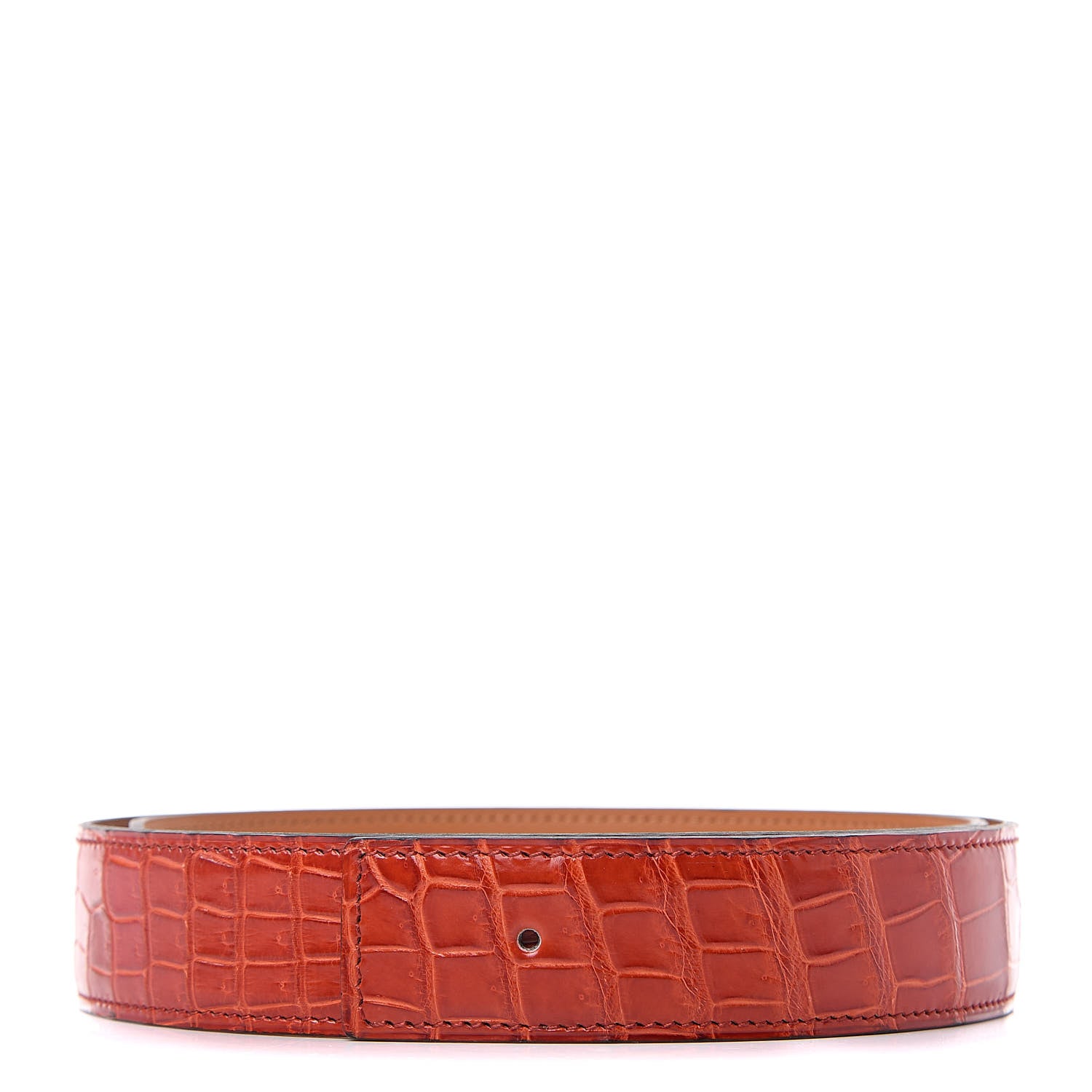 Hermes Shiny Porosus Crocodile 32mm Belt Strap 80 Geranium 1 of 7