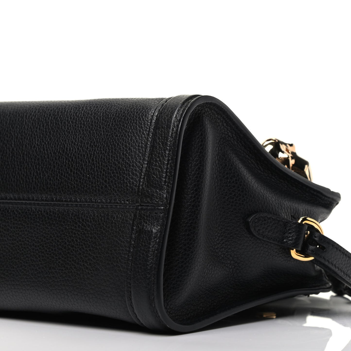 Pebbled Calfskin Mini Padlock Tote Black