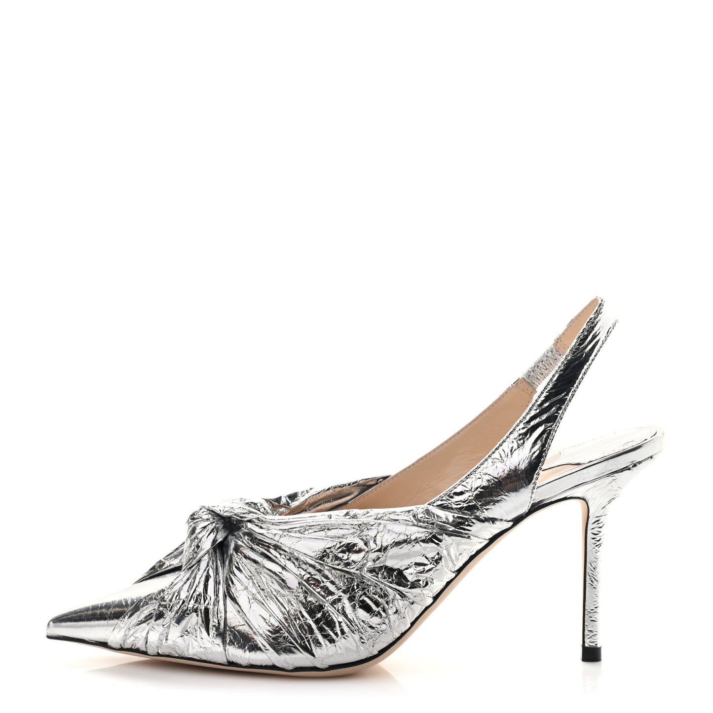 Metallic Foil Calfskin Annabell 85 Slingback Pumps 37 Silver