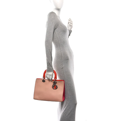 Christian Dior Smooth Calfskin Medium Tri-Color Diorissimo Tote Pink Fuchsia Orange 2 of 10