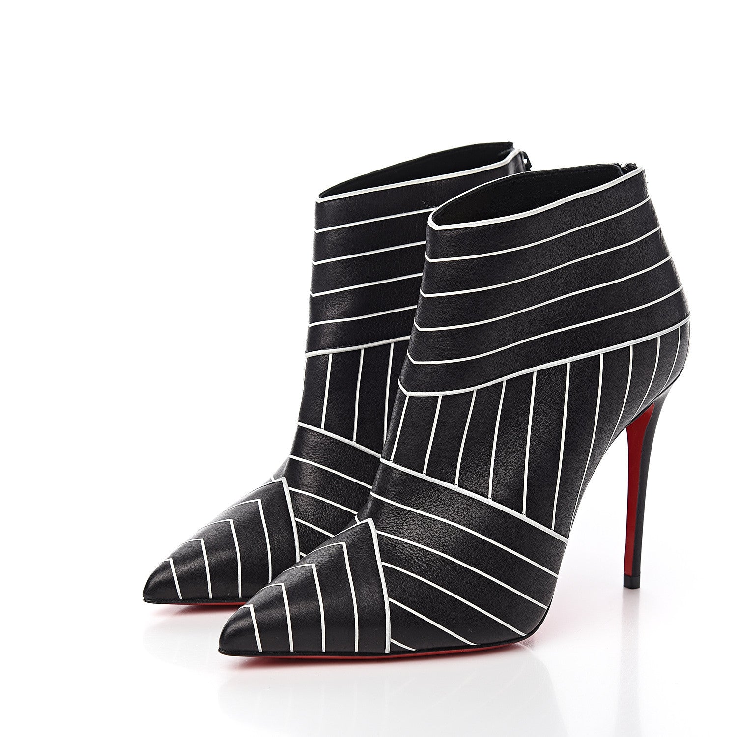 Christian Louboutin Calfskin Josselyn 100 Booties 35 Black White 3 of 7