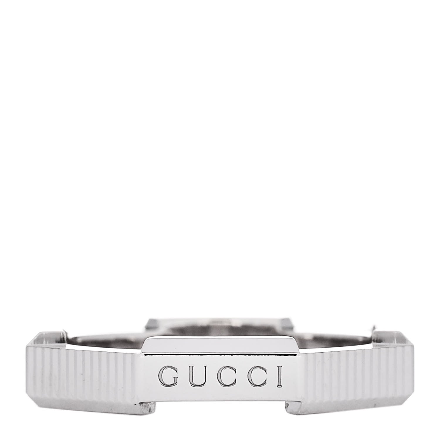 Gucci 18K White Gold 4mm Link To Love Striped Ring 53 6.25 1 of 5