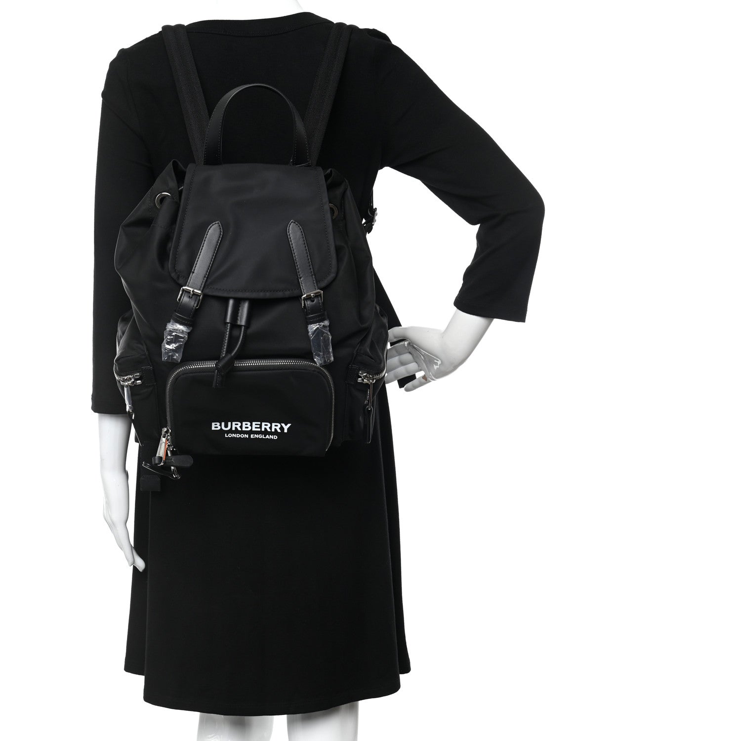 Burberry Nylon Logo Print Medium Rucksack Backpack Black 2 of 10