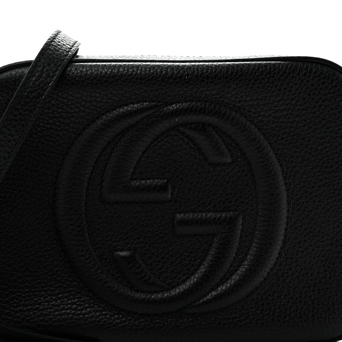Pebbled Calfskin Small Soho Disco Bag Black