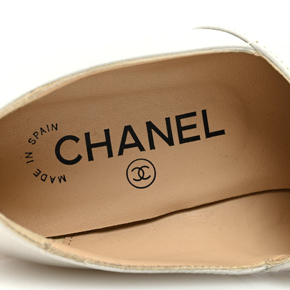 Chanel Lambskin Suede CC Espadrille Wedges 36 White Black 7 of 8