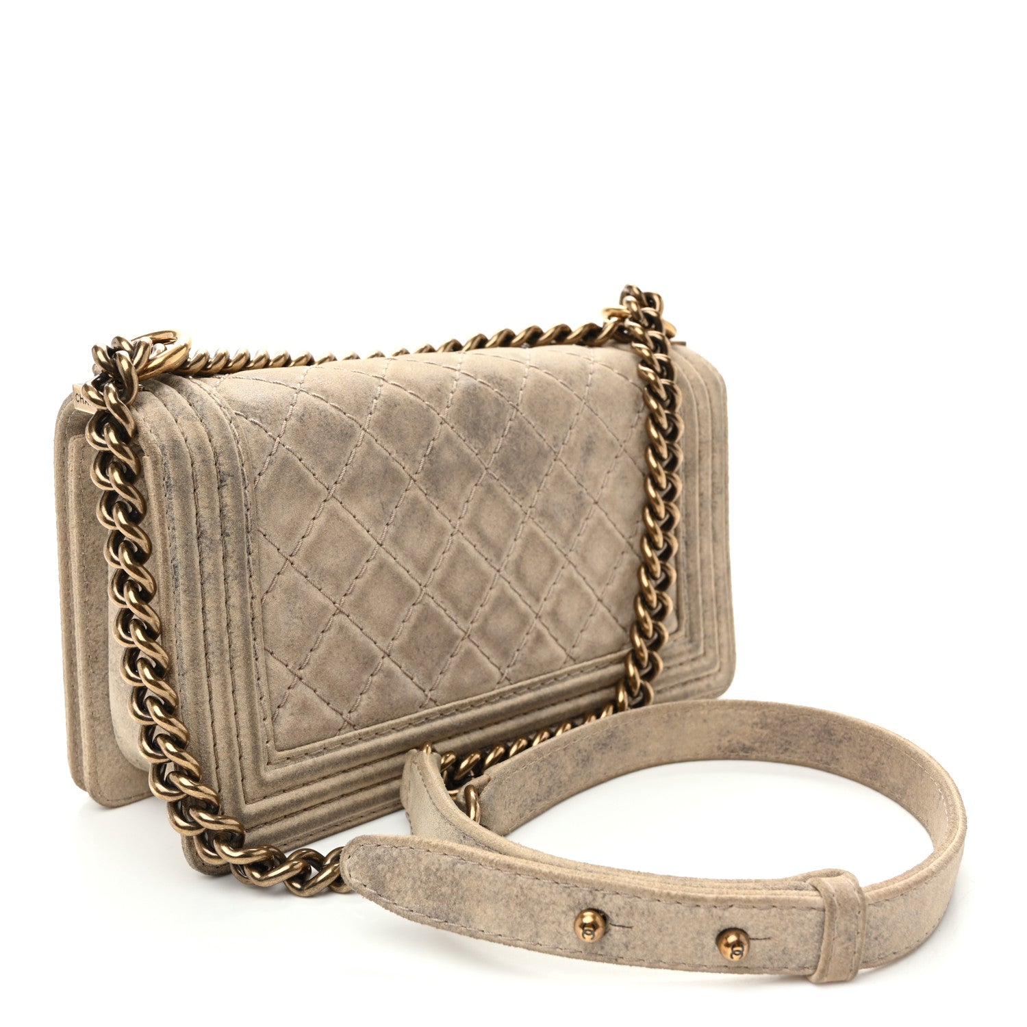 Chanel Iridescent Calfskin Quilted Medium Boy Flap Beige 3 of 12