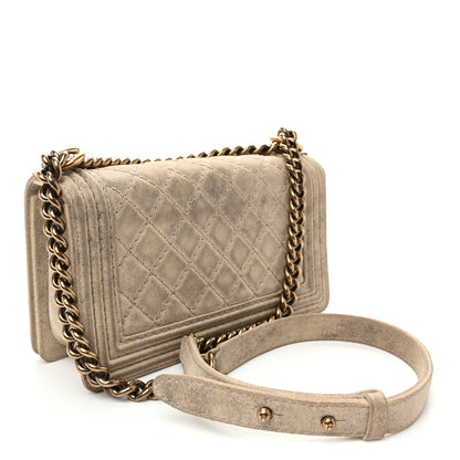 Chanel Iridescent Calfskin Quilted Medium Boy Flap Beige 3 of 12