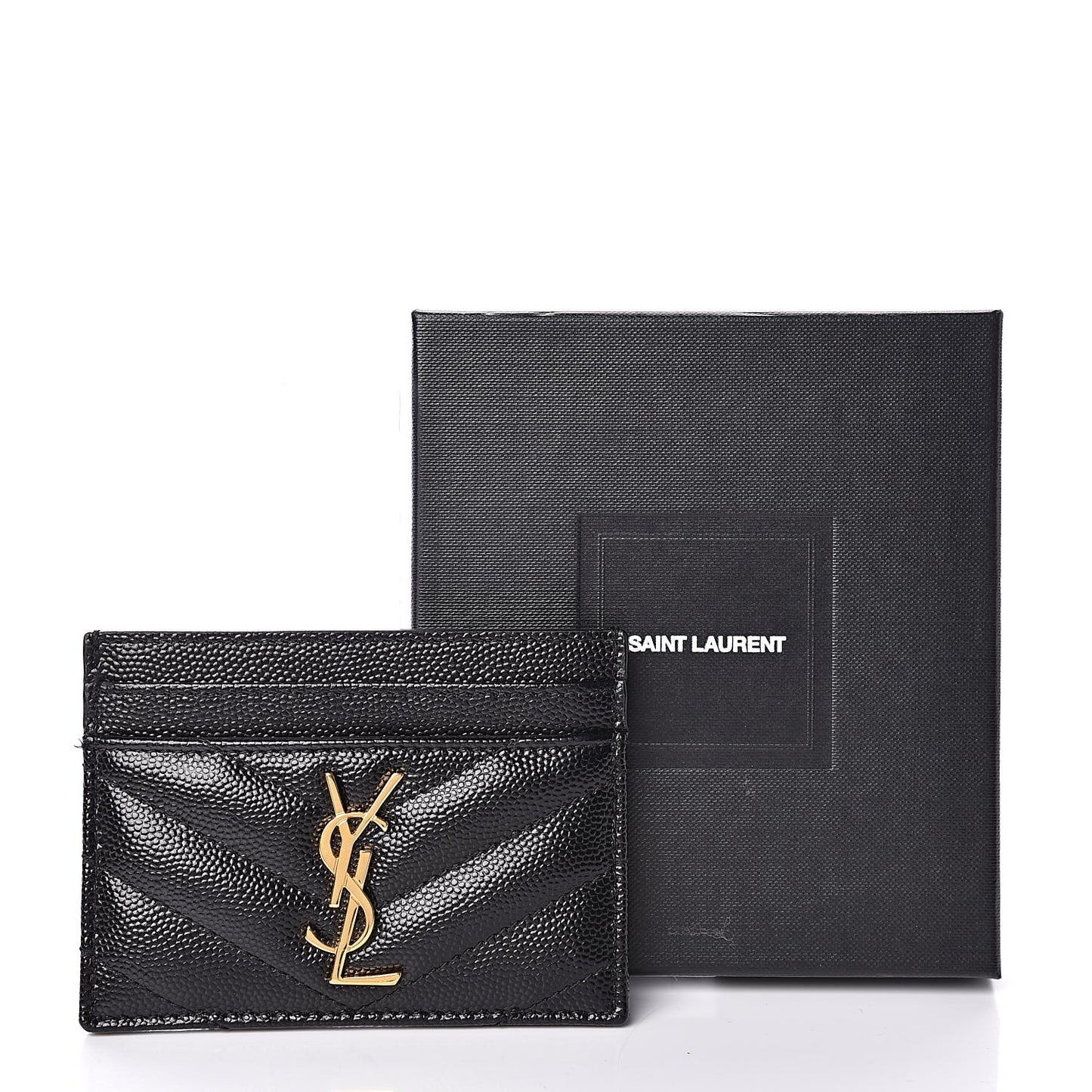 Grain De Poudre Matelasse Chevron Monogram Credit Card Case Black