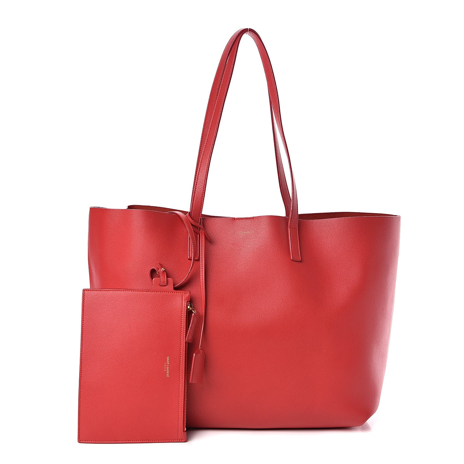 Saint Laurent Calfskin Large Shopping Tote Red 1 of 9