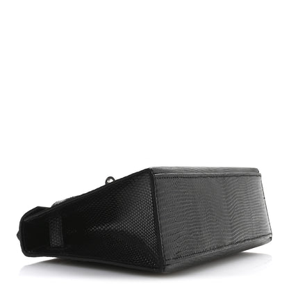 Hermes Lizard Kelly Pochette Clutch Black 4 of 8