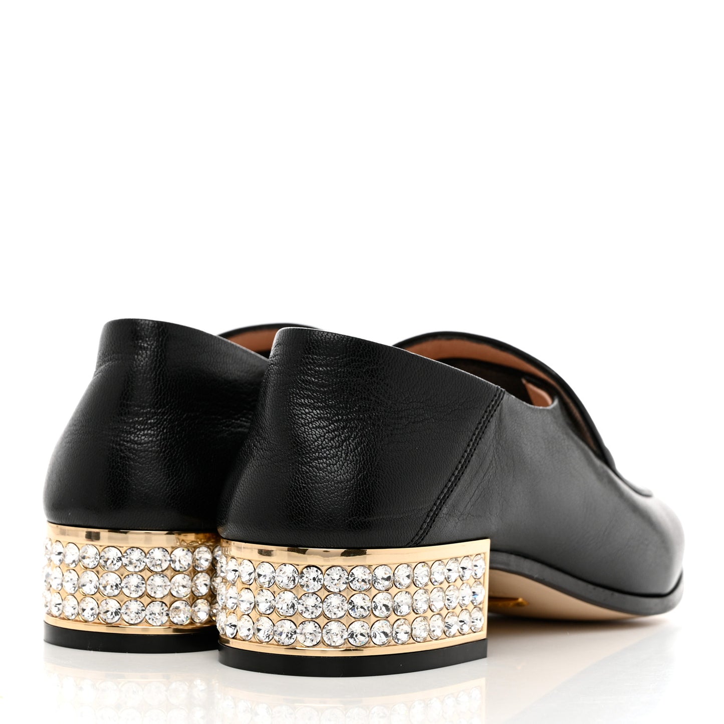 Goatskin Crystal Womens Horsebit Loafers 35 Black