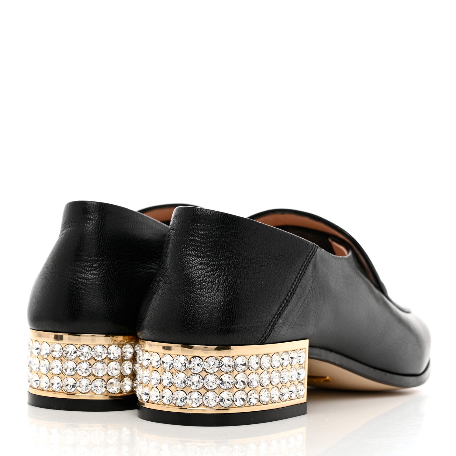 Gucci Goatskin Crystal Womens Horsebit Loafers 35 Black 4 of 8