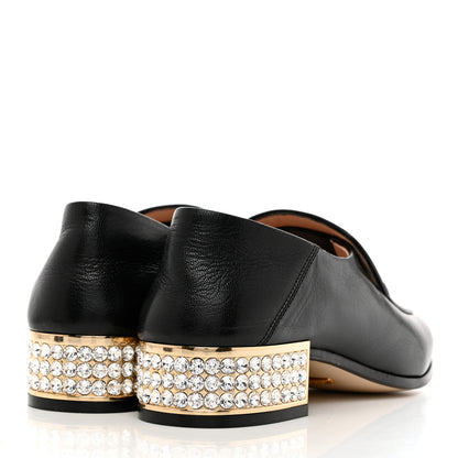 Gucci Goatskin Crystal Womens Horsebit Loafers 35 Black 4 of 8