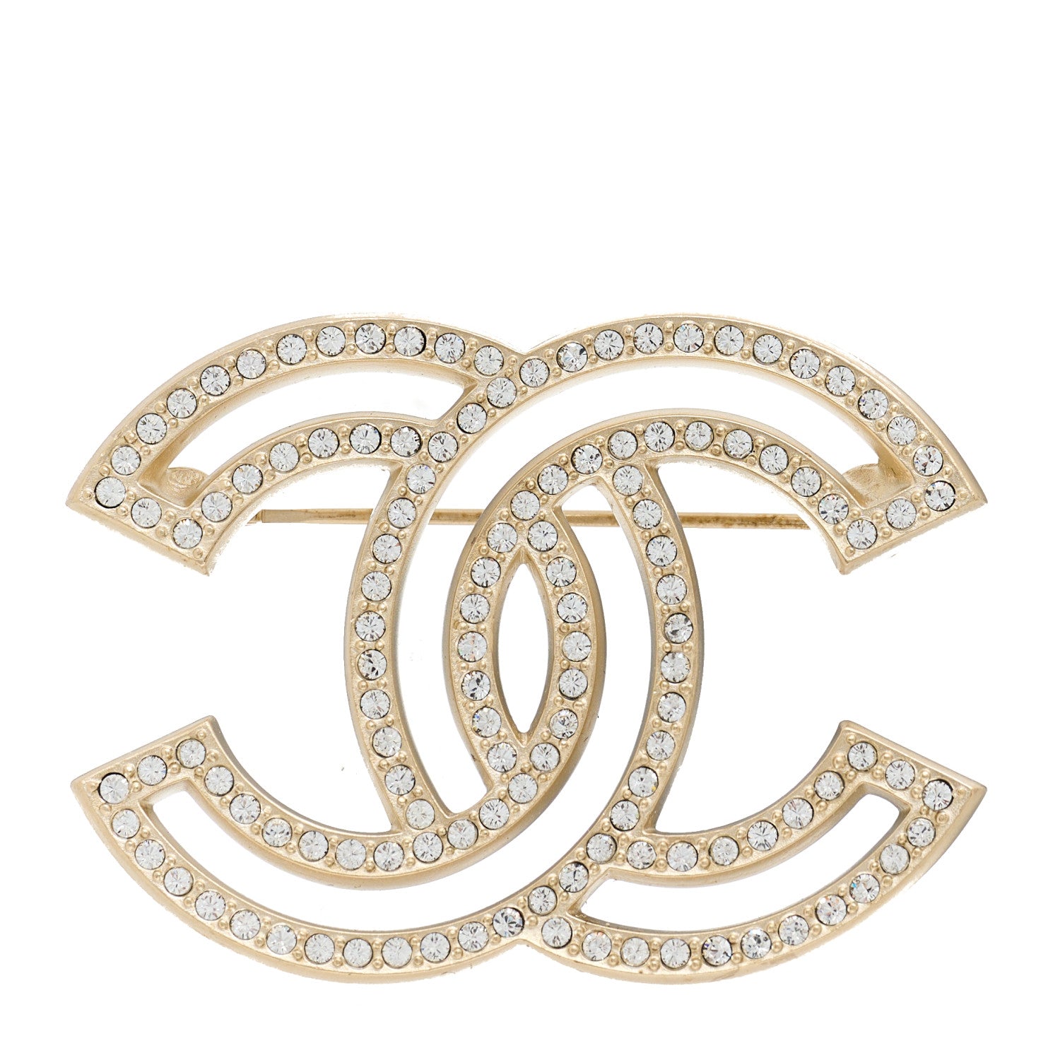 Chanel Crystal CC Brooch Light Gold 1 of 4