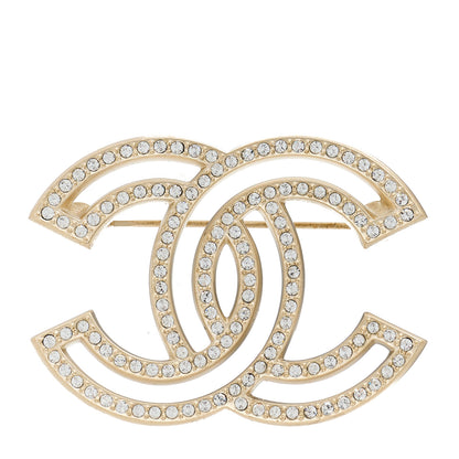 Chanel Crystal CC Brooch Light Gold 1 of 4