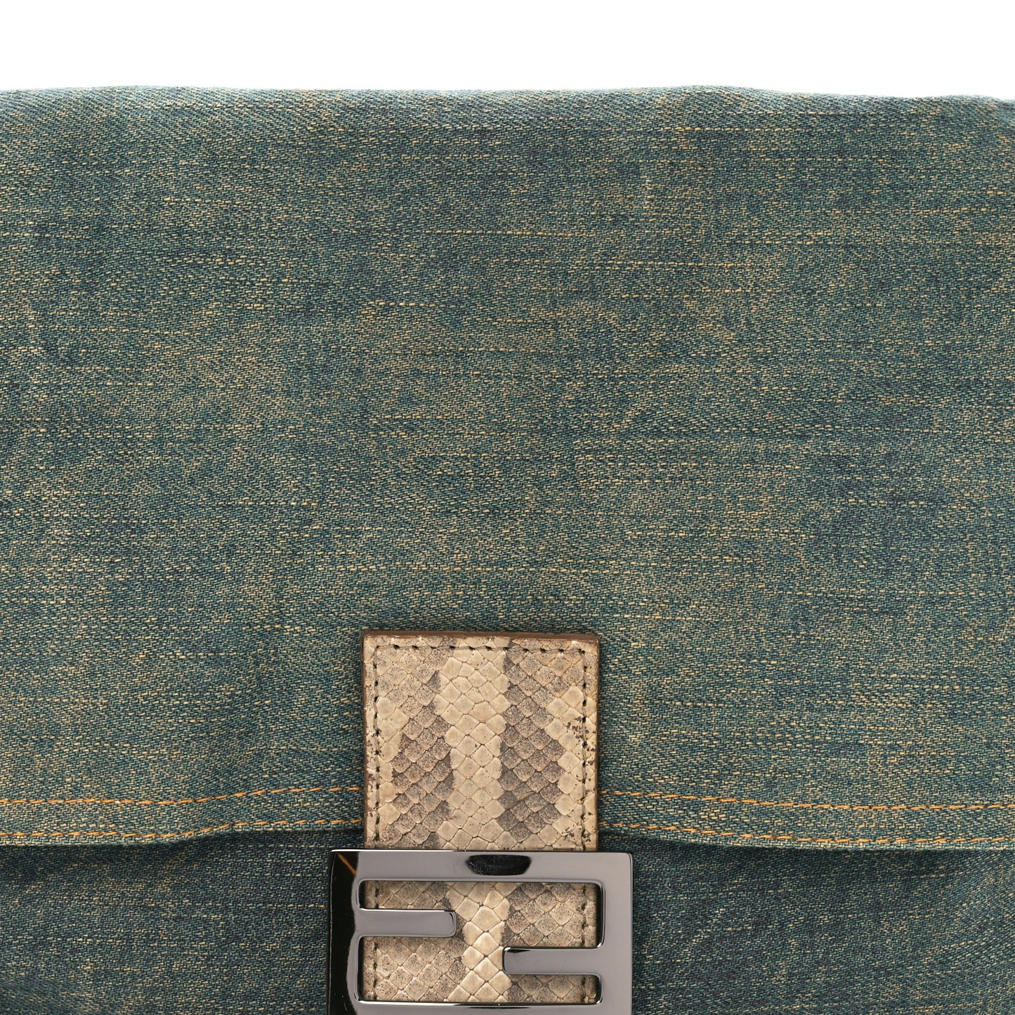 Denim Snakeskin Mama Baguette Blue