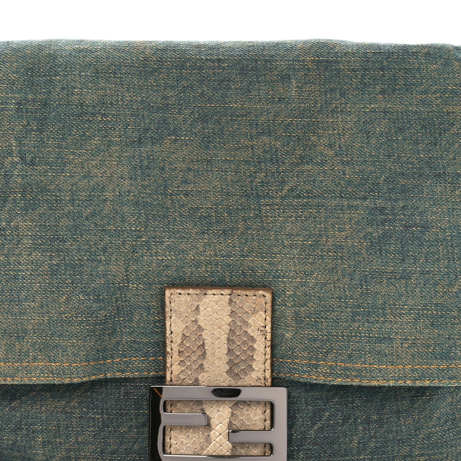 Fendi Denim Snakeskin Mama Baguette Blue 8 of 11