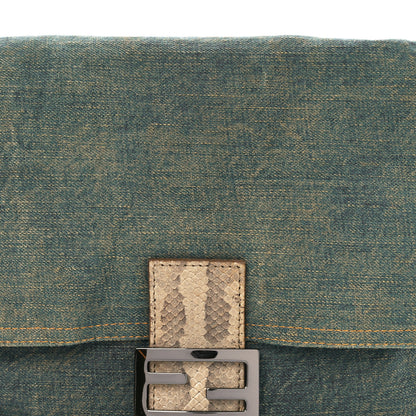 Fendi Denim Snakeskin Mama Baguette Blue 8 of 11