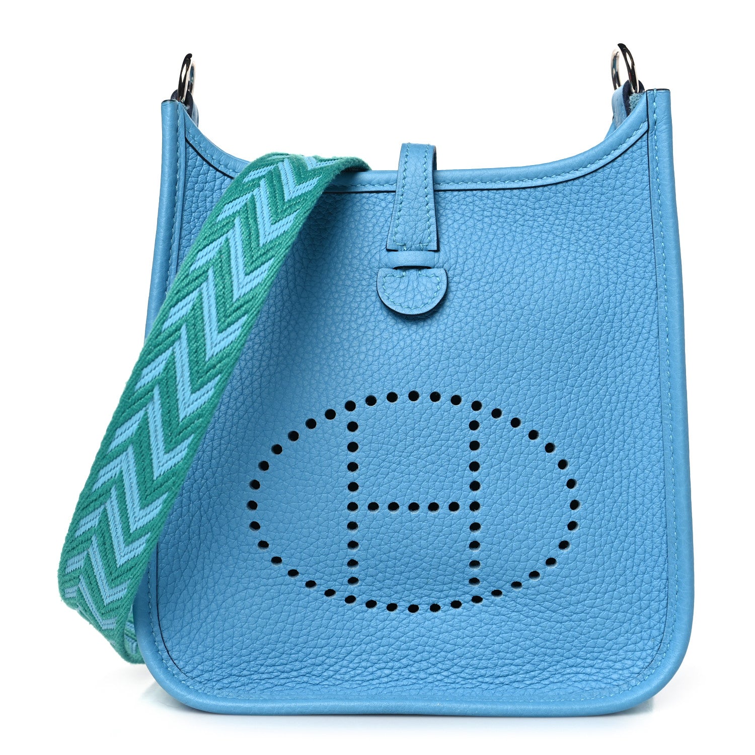 Hermes Taurillon Clemence Zigzag Sangle Evelyne TPM Bleu du Nord Vert Veronese 1 of 11